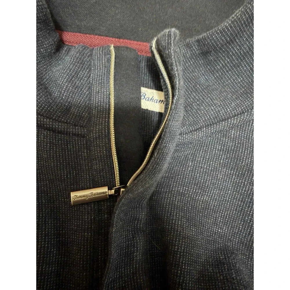 Tommy Bahama Mens Quarter Zip Pullover Sweatshirt Sz Large Blue Gray Long Sleeve